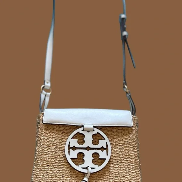Tory Burch Woven Tan and Cream Crossbody Bag - Picture 2 of 5